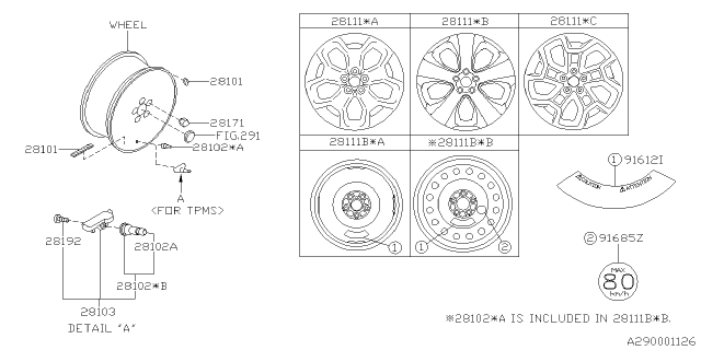 2013 Subaru XV Crosstrek Disk Wheel Diagram