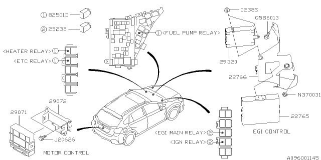 2013 Subaru XV Crosstrek Relay & Sensor - Engine Diagram 1