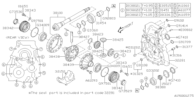 2013 Subaru XV Crosstrek Differential - Transmission Diagram 1