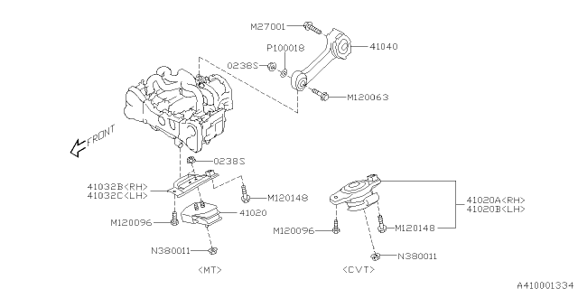 2013 Subaru XV Crosstrek Engine Mounting Diagram 1