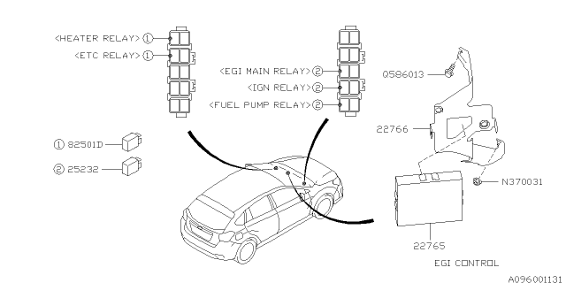 2013 Subaru XV Crosstrek Relay & Sensor - Engine Diagram 2