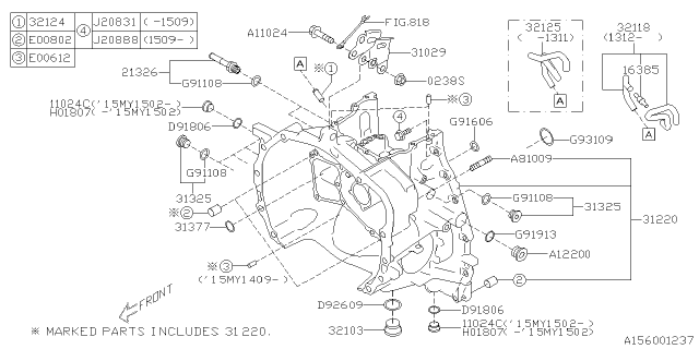 2013 Subaru XV Crosstrek Torque Converter & Converter Case Diagram 2