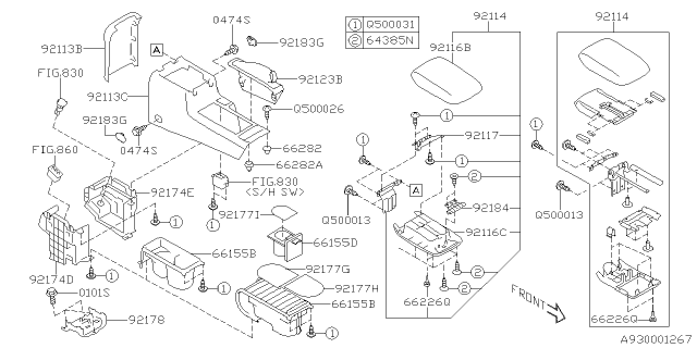 2013 Subaru XV Crosstrek Console Box Diagram 1