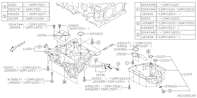 2012 Subaru Impreza Plug-Cylinder Block Diagram for 11021AA112