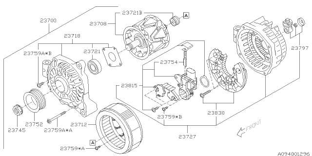 2014 Subaru Impreza Cover Assembly ALTERNATOR Front Diagram for 23718AA230