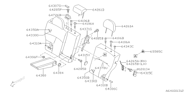 2009 Subaru Forester Rear Seat Back Rest Cover Complete, Left Diagram for 64350SC070AP