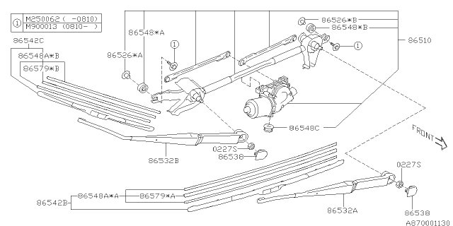 2009 Subaru Forester Windshield Wiper Assistor Arm Assembly Diagram for 86532SC060