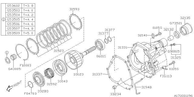 2012 Subaru Forester Automatic Transmission Transfer & Extension Diagram