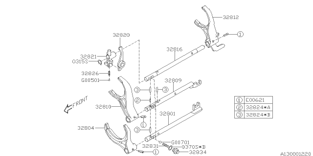 2010 Subaru Forester Shifter Fork & Shifter Rail Diagram 2