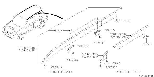 2012 Subaru Forester Molding Diagram 1