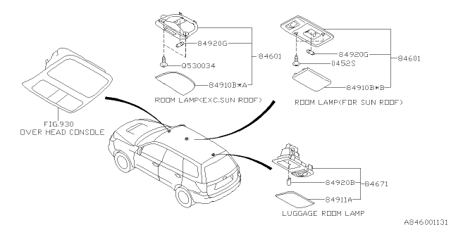 2010 Subaru Forester Lamp Assembly Luggage Room Diagram for 84671AG040LO