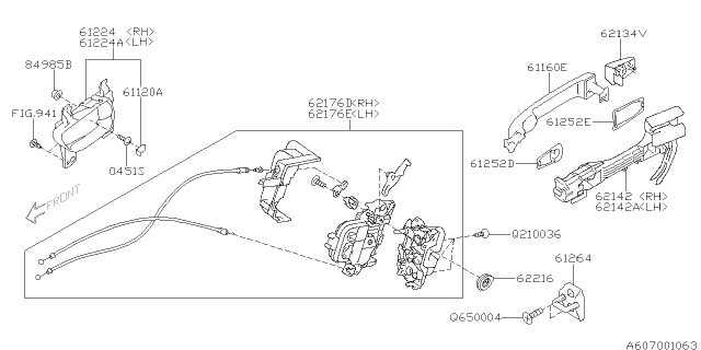 2009 Subaru Forester Door Parts - Latch & Handle Diagram 2