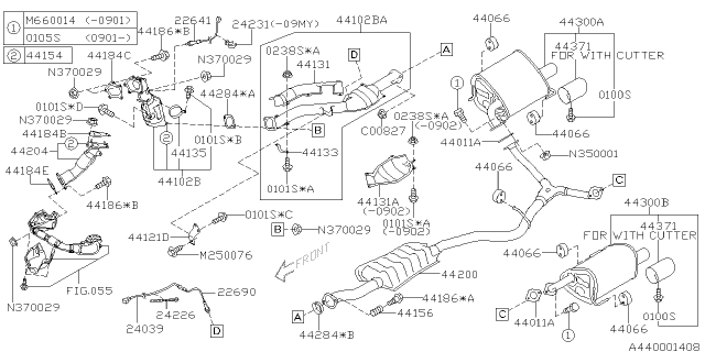 2011 Subaru Forester Air Fuel Ratio Sensor Assembly Diagram for 22641AA610