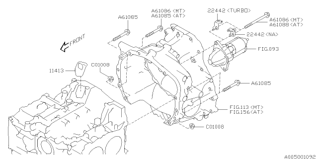 2013 Subaru Forester Timing Hole Plug & Transmission Bolt Diagram