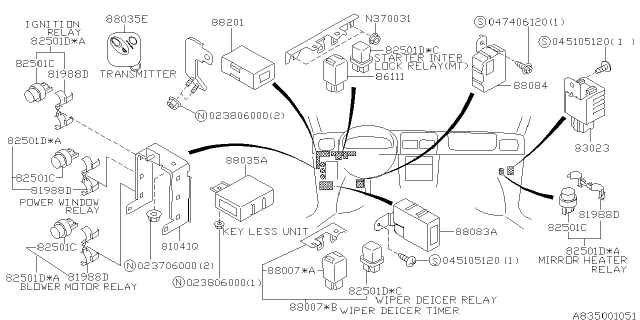 2002 Subaru Forester WIPER Intermittent Unit Diagram for 88017FA010