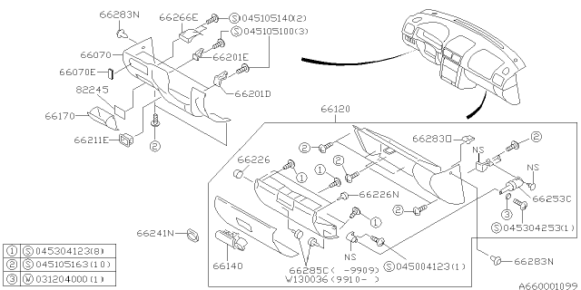 2002 Subaru Forester Pocket Assembly Diagram for 66120FC130GA