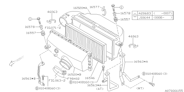 2000 Subaru Forester Air Cleaner & Element Diagram 1