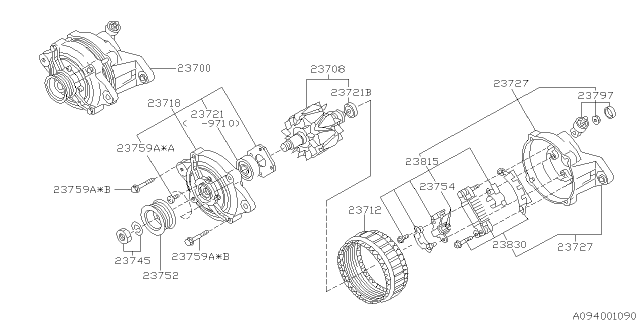2002 Subaru Forester Alternator Compatible Diagram for 23700AA390