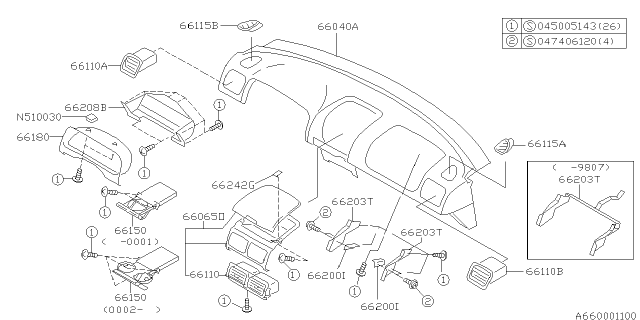 1999 Subaru Forester Instrument Panel Diagram 5