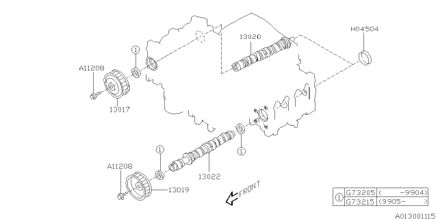 2000 Subaru Forester Camshaft & Timing Belt Diagram 1