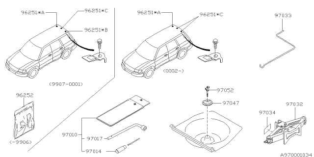 2001 Subaru Forester Tool Kit & Jack Diagram