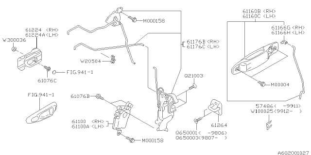 2000 Subaru Forester Front Door Parts - Latch & Handle Diagram