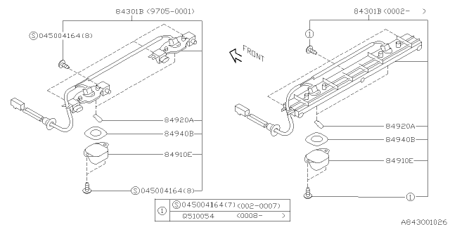2001 Subaru Forester License Lamp Lens Diagram for 84910KA000