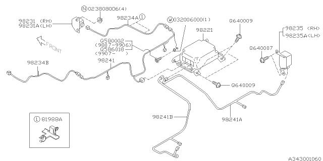 2000 Subaru Forester A/B Sensor Assembly Front Diagram for 98231FC000
