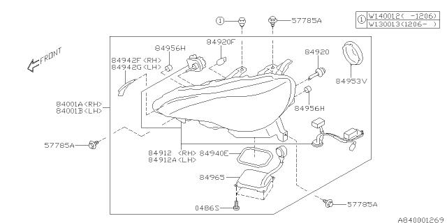 2013 Subaru BRZ Head Lamp Lens & Body Left Diagram for 84913CA190