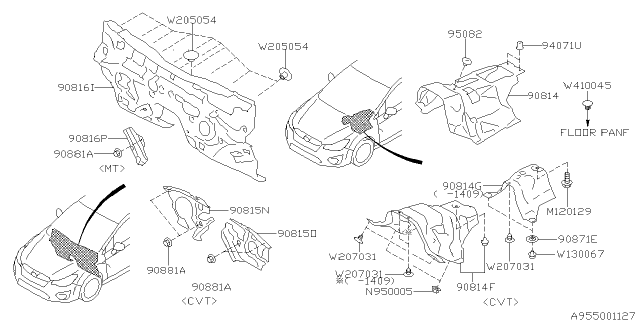 2012 Subaru Impreza Floor Insulator Diagram