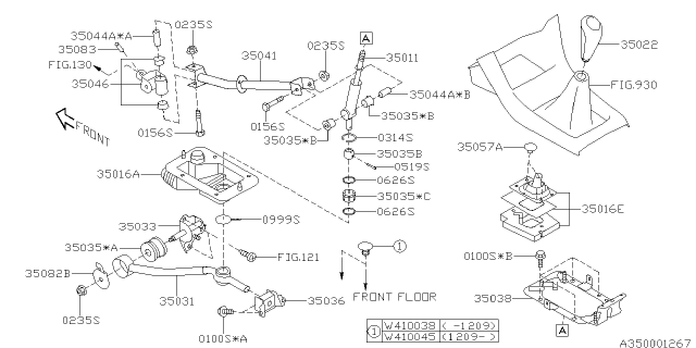 2012 Subaru Impreza Manual Gear Shift System Diagram