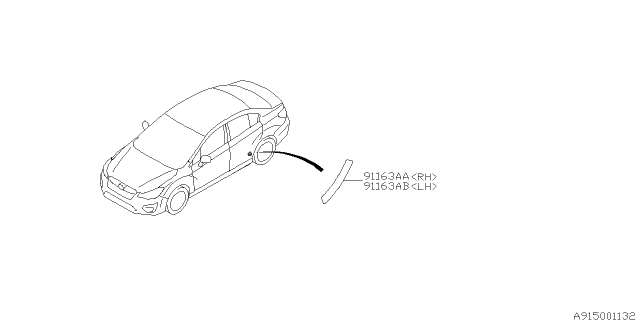 2012 Subaru Impreza Molding Diagram 2