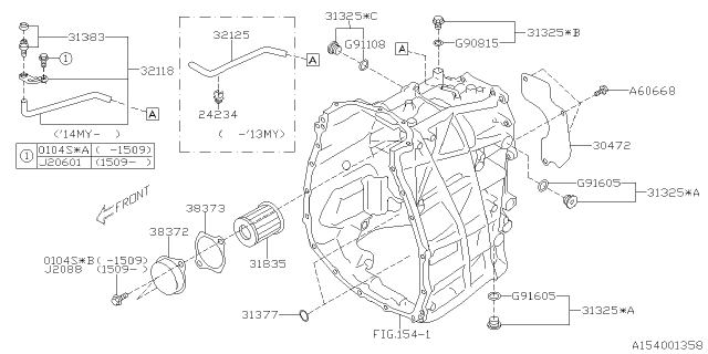 2012 Subaru Impreza Automatic Transmission Case Diagram 2