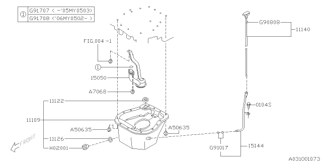 2002 Subaru Outback Oil Pan Assembly Diagram for 11109AA111