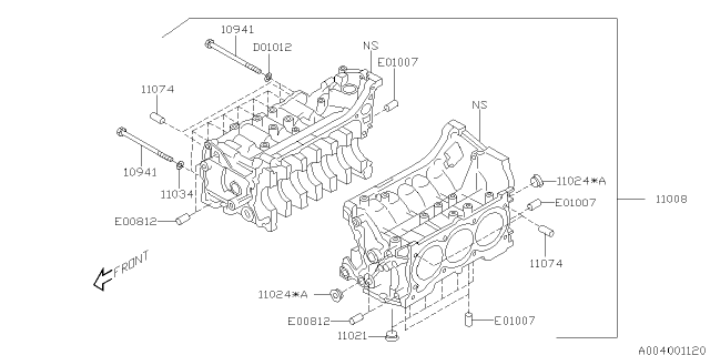 2003 Subaru Legacy Bolt-Cylinder Block Diagram for 10941AA010