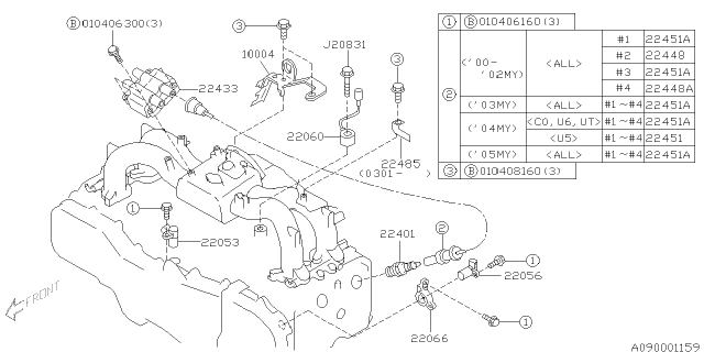 2004 Subaru Outback Spark Plug Diagram for 22401AA580