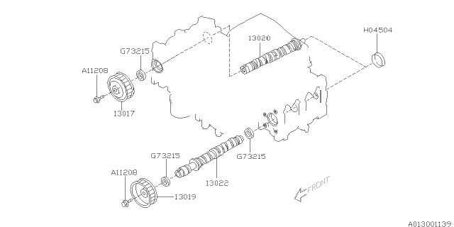2003 Subaru Outback SPROCKET Complete CAMSHAFT Diagram for 13017AA05D