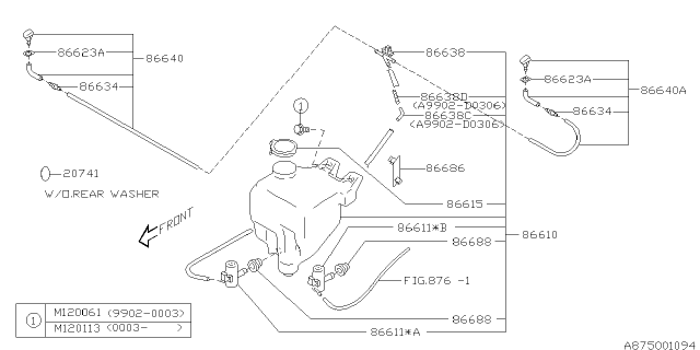 2000 Subaru Legacy L Joint Windshield Washer Diagram for 786639180