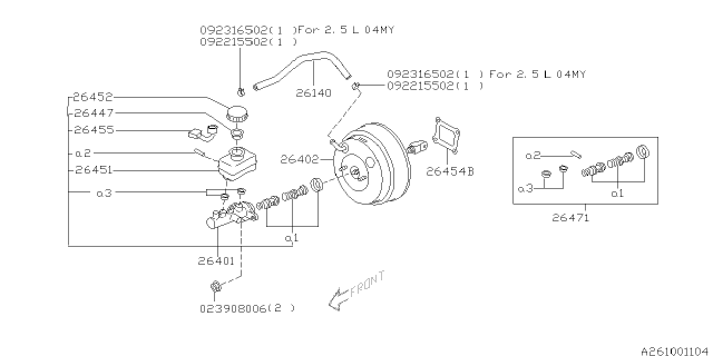 2001 Subaru Outback Brake System - Master Cylinder Diagram