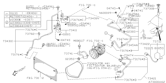 2004 Subaru Baja Pipe Cond L/T Diagram for 73431AE14A