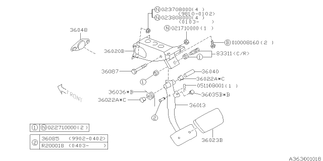 2001 Subaru Outback Pedal System Diagram 3