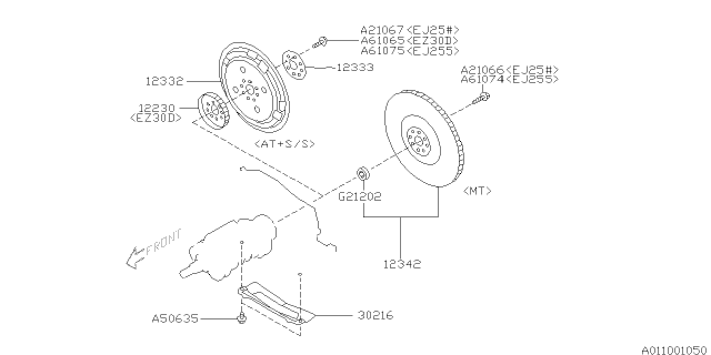 2004 Subaru Legacy Cover Complete Clutch Housing Diagram for 30216AA030