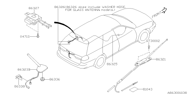2001 Subaru Outback Audio Parts - Antenna Diagram 2