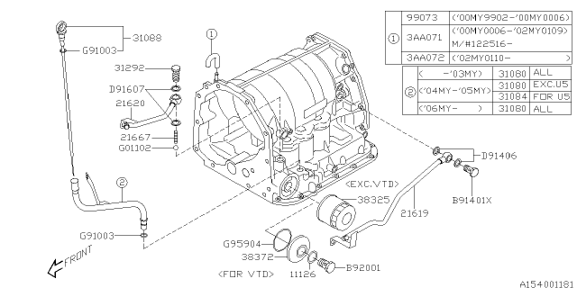 2001 Subaru Outback Automatic Transmission Case Diagram 2