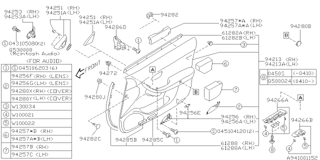 2003 Subaru Outback Screw Diagram for 904530008