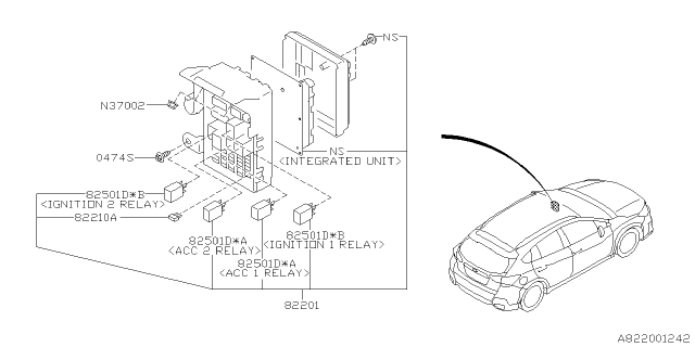 2020 Subaru Crosstrek Joint Box Assembly RH Diagram for 82201FL940