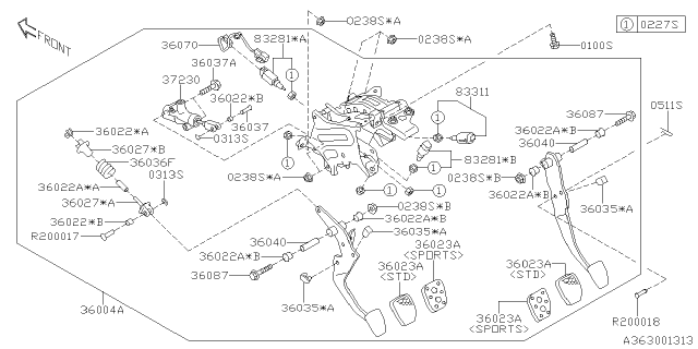 2021 Subaru Crosstrek Neutral Safety Switch Assembly Diagram for 36073FJ000