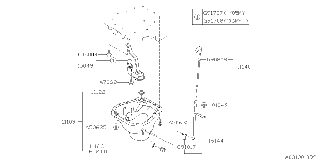 2005 Subaru Legacy Gauge Complete Oil Level Diagram for 11140AA140
