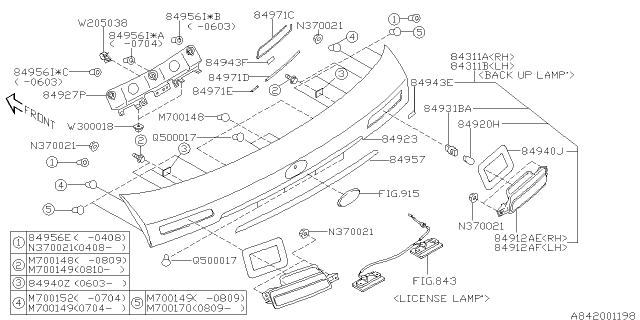 2006 Subaru Legacy Bolt M5X22 Diagram for 901700148