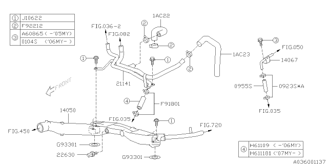 2005 Subaru Legacy Water Hose Diagram for 09551B050